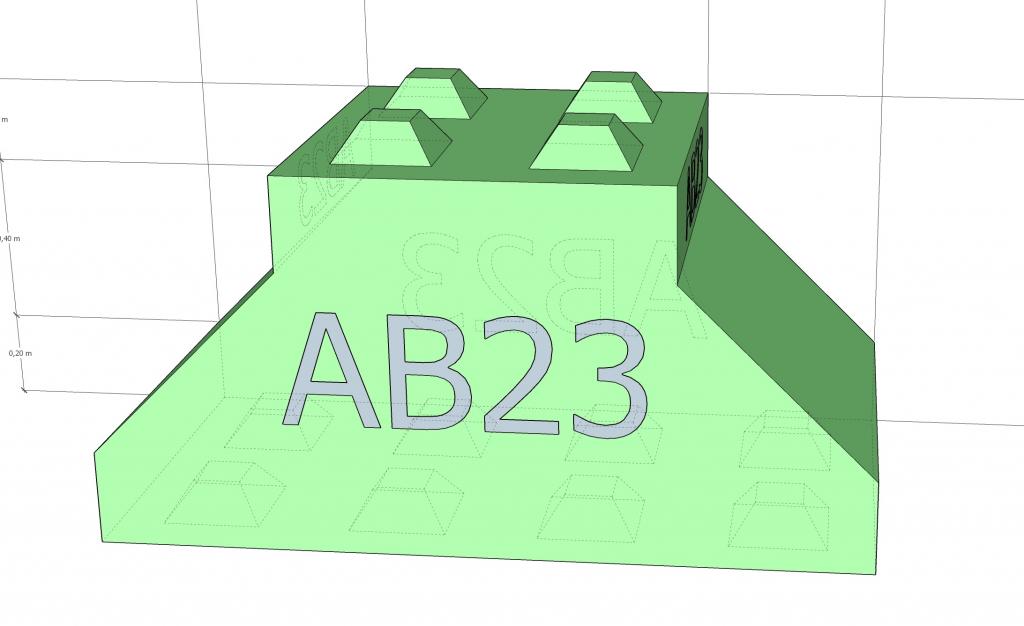 AB23model34 Betonové kostky: Betonový blok AB23 1600x800x800
